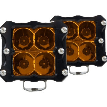 Heretic Studio 52220 6-Series Quattro Spot Light - Black with Amber Lens Pair