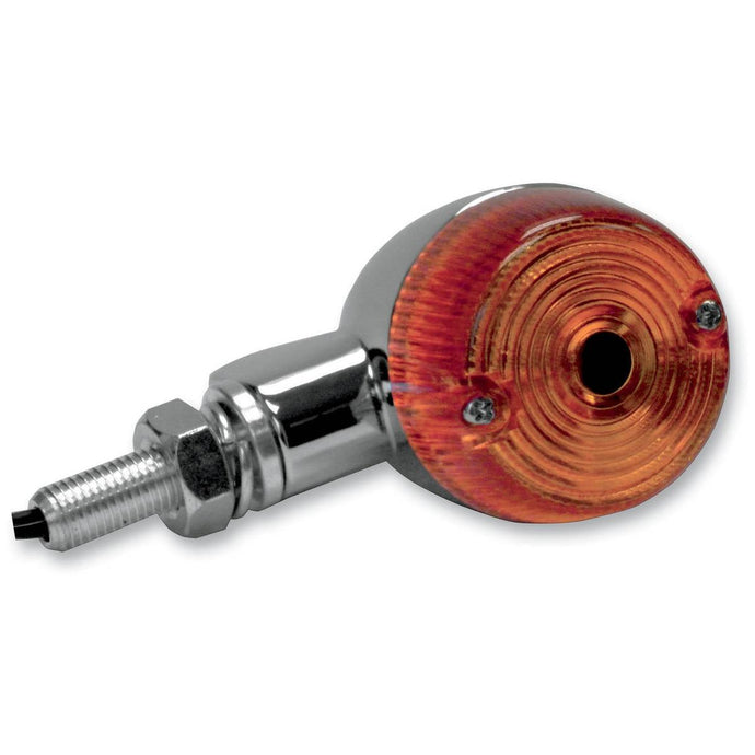 K&S Technologies 25-8320CM Chrome Aluminum Marker Lights - Round #1 with Amber Lens- Single Filament