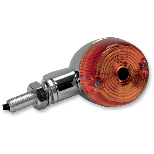 K&S Technologies 25-8320CM Chrome Aluminum Marker Lights - Round #1 with Amber Lens- Single Filament