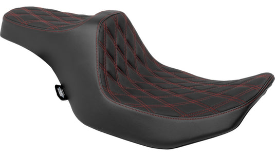 Drag Specialties 0801-1920 Predator III Seat - Double Diamond - Red Thread (Black)
