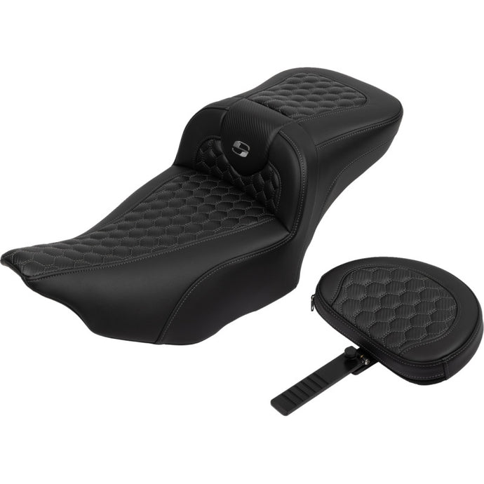 Saddlemen 823-07-190B2 Extended Reach Roadsofa HC Seat with Drivers Backrest - Gray Stitching