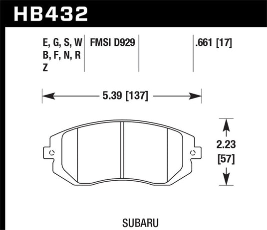 Hawk Performance HB432Z.661 HAWK Ceramic Brake Pad Sets