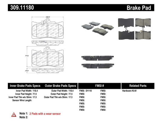 Stoptech 309.11180 ST Sport Brake Pads