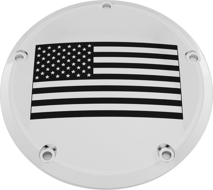 Custom Engraving Ltd PATR21-46 Patriotic Derby Cover - American Flag - Chrome