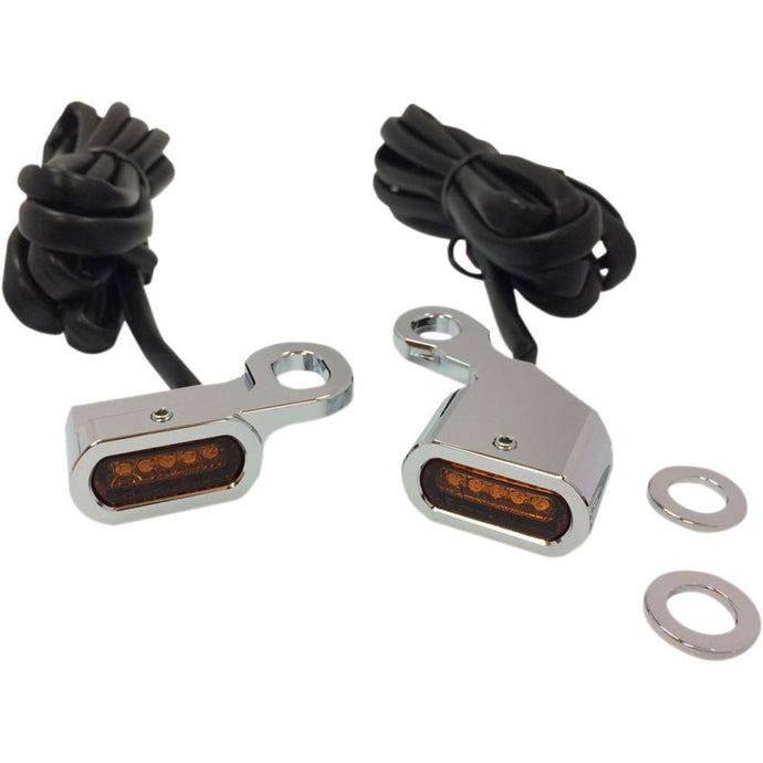 Drag Specialties 2040-2132 LED Handlebar Marker Lights - Chrome/Amber Lens
