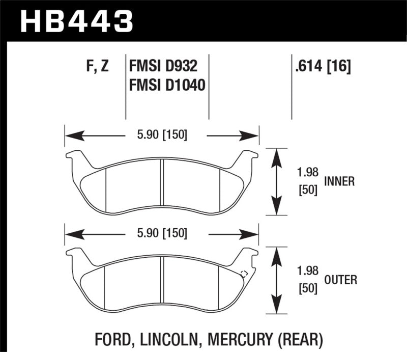 Load image into Gallery viewer, Hawk Performance HB443F.614 HAWK HPS Brake Pad Sets
