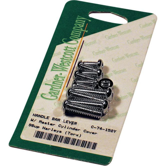 Gardner-Westcott C-74-150Y Chrome Handlebar Lever, Switch Housing and Master Cylinder OEM-Style Bolt Set