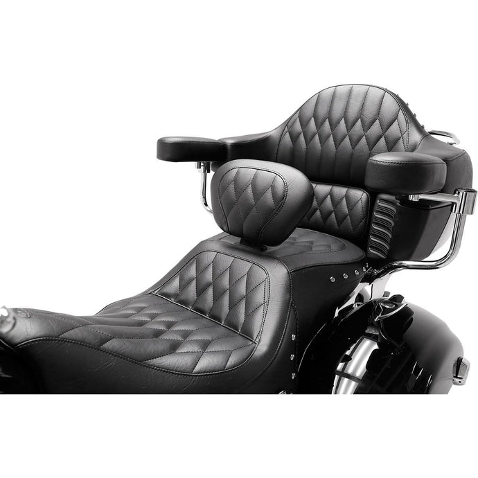 Mustang 79664 Heated One-Piece Touring Seat - Diamond Stitched/Chrome Studded - Black