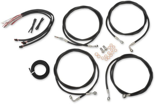 La Choppers LA-8054KT2-08B Complete Handlebar Cable/Brake & Clutch Line/Wire Kit - Black Vinyl/Stainless Braided