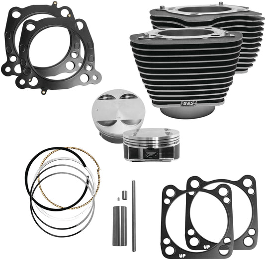 S&S Cycle 910-0684 M8 128in. Big Bore Kit - 4.250 Bore, 4.5 Stroke, Highlighted Fins - Black