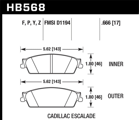 Hawk Performance HB568Y.666 HAWK LTS Brake Pads