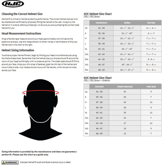 Hjc C91 Snow Electric Shield Helmet (Medium, Black)