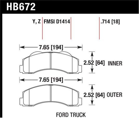 Hawk Performance HB672Z.714 HAWK Ceramic Brake Pad Sets