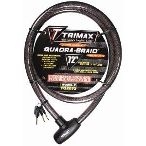 Trimax TQ2072 Trimaflex Max Security Braided Cable with Keyed Cable Lock - 72in. x 15mm
