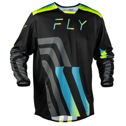 Fly Racing Kinetic Volt Jersey (Medium, Black/Gray/Teal/Yellow)