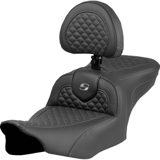 Saddlemen 823-07-208B2 Roadsofa DS Seat with Drivers Backrest - Dark Gray Stitching