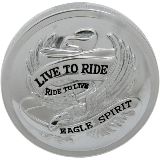 Drag Specialties DS-390137 Live To Ride Non-Vented Gas Cap - Chrome