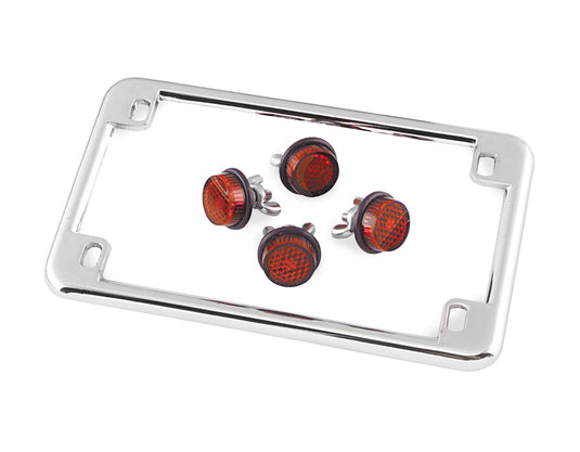 Chris Products 0602 License Plate Frames with Reflectors - Red Reflectors