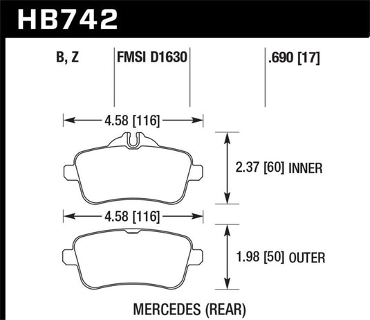 Hawk Performance HB742B.690 HAWK HPS 5.0 Brake Pad Sets