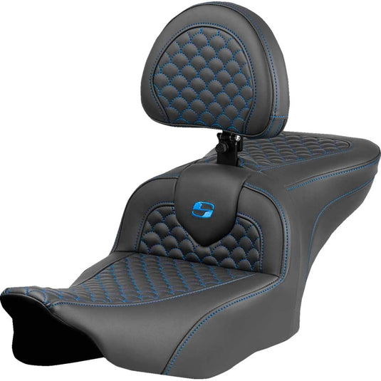 Saddlemen 823-07-208B1 Roadsofa DS Seat with Drivers Backrest - Blue Stitching