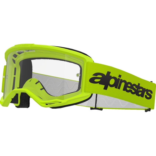 Alpinestars Vision 3 Wordmark Goggles (One Size Fits Most, Fluo Yellow / Clear Lens)
