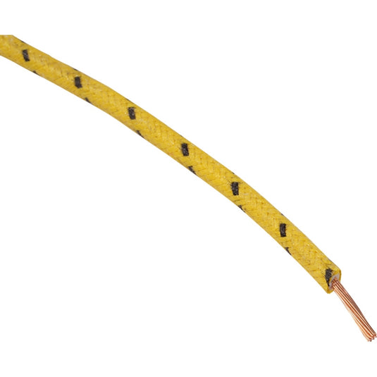 Namz NCBW-40 16-Gauge Cloth Braided Wire - Yellow with Black Tracer