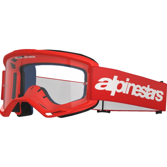 Alpinestars Vision 3 Wordmark Goggles (One Size Fits Most, Red/Red / Clear Lens)
