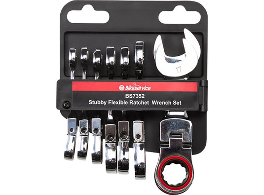 Bikeservice BS7352 Stubby Flex Head Ratchet Combination Wrench Set