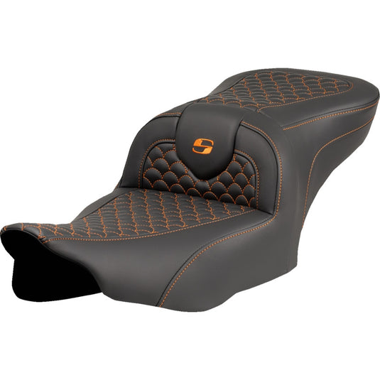Saddlemen 823-07-20803 Roadsofa DS Seat without Drivers Backrest - Orange Stitching