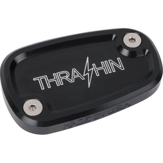 Thrashin Supply Company TSC-3177-4 Rear Brake Master Cylinder Cover - Black Twice Cut