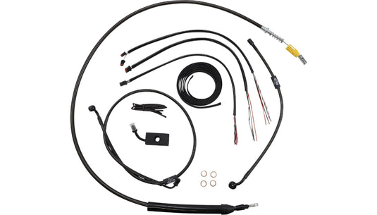 La Choppers LA-8155KT2-19M Complete Handlebar Cable/Brake & Clutch Line/Wire Kit - Midnight Braided