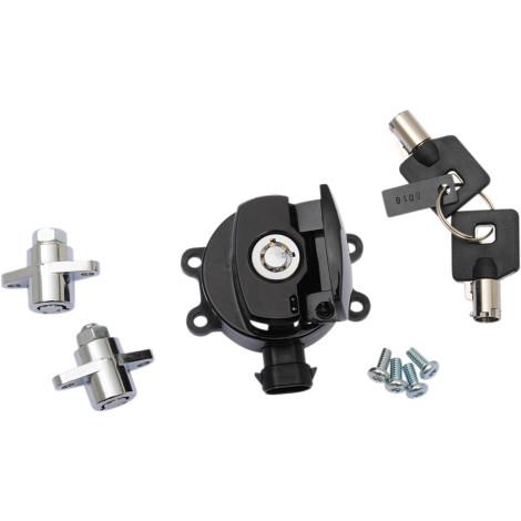 Drag Specialties 2106-0412 Side Hinge Ignition Switch and Saddlebag Lock Kit - Gloss Black