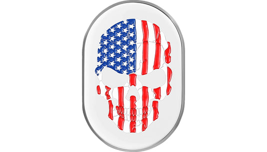 Figurati Designs FD24-AC-SS-RT Antenna Cover - Mirror Polish with American Flag Skull