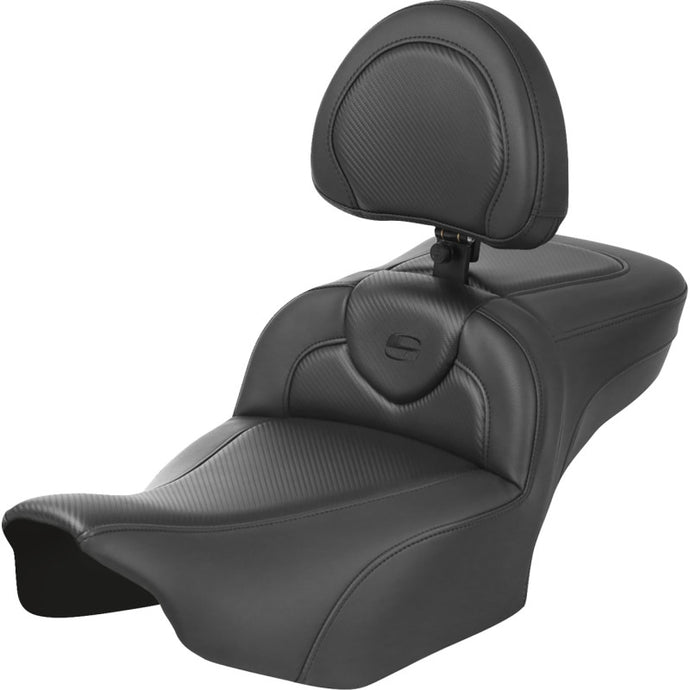 Saddlemen 823-07-186B0 Extended Reach Roadsofa CF Seat witho Drivers Backrest - Black Stitching