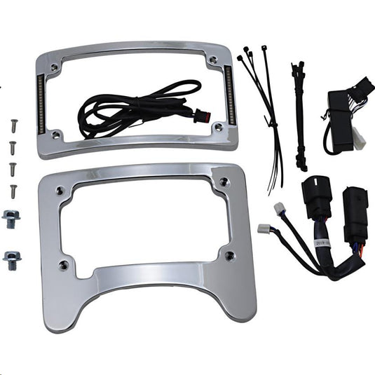 Custom Dynamics TS-ELIM-06BCM-C Turn Signal Eliminator with Tri-Radius Iluminated Plate Frame - Chrome