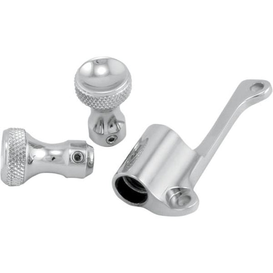 Todds Cycle TMK-1 Mikuni Choke Cable Relocation Bracket Kit and Knobs - Chrome