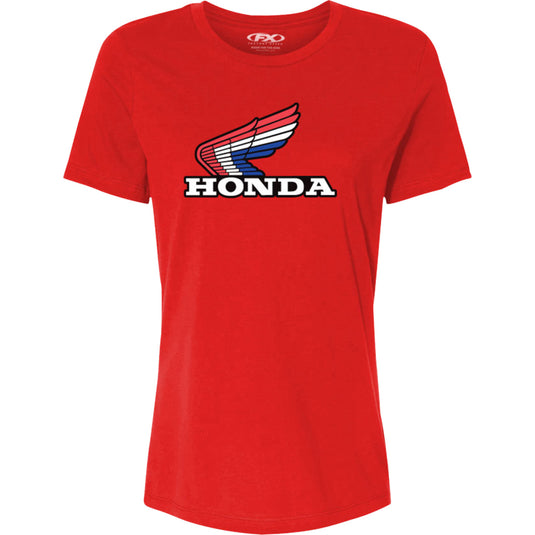 Factory Effex Honda RWB Classic Womens T-Shirt (Medium, Red)