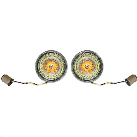 Custom Dynamics PB-BB-AW-1157CS Bullet Bezel Turn Signal Inserts for Models with 1157 Contact Bases - Chrome/Smoke Lens
