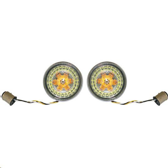 Custom Dynamics PB-BB-AW-1157CS Bullet Bezel Turn Signal Inserts for Models with 1157 Contact Bases - Chrome/Smoke Lens