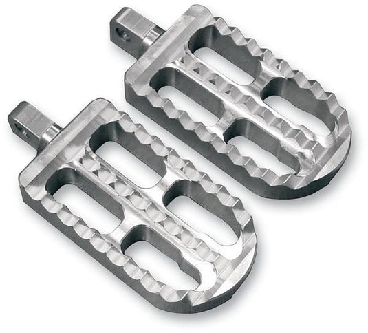 Joker Machine 08-56-2 Adjustable Serrated Footpegs - 4 1/2in. L x 2 1/2in. W x 1in. Thick - Clear Anodized