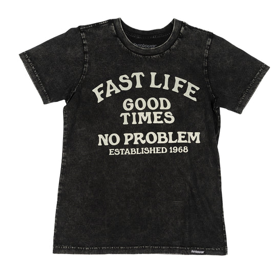 Fasthouse No Problem SS Womens T-Shirt (XX-Large, Black Acid Wash)