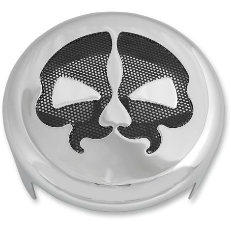Drag Specialties 2107-0249 Horn Cover - Chrome with Black Split Skull