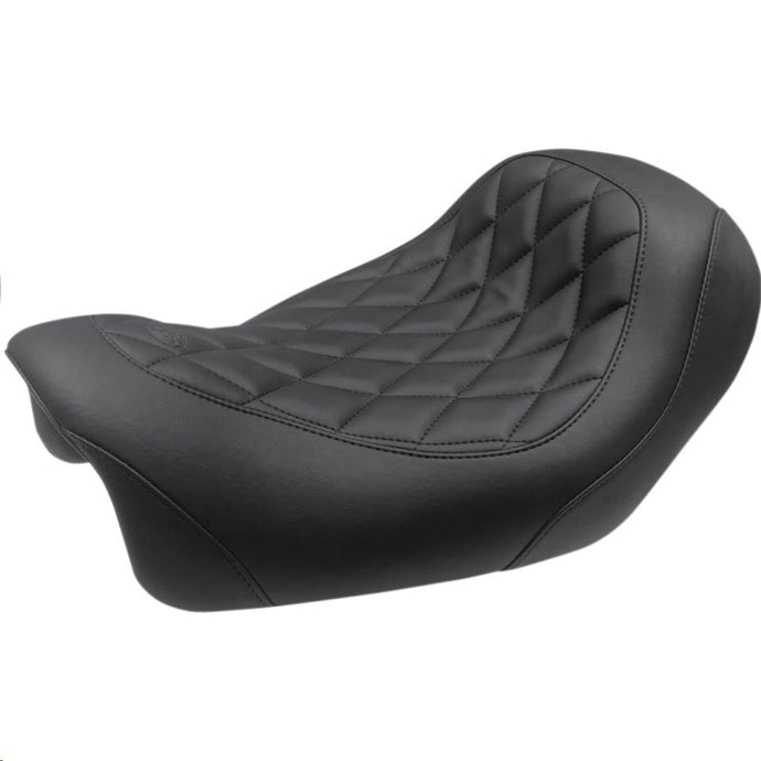 Mustang 75038 Wide Tripper Forward Solo Seat - Diamond Stitch - Black