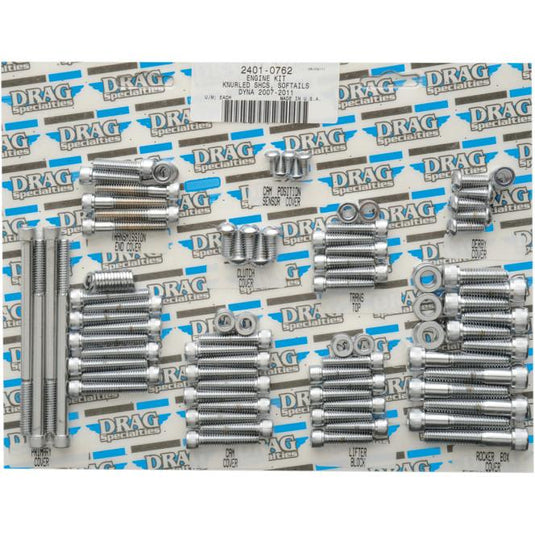 Drag Specialties 2401-0762 Complete Motor Chrome Socket-Head Bolt Set - Knurled