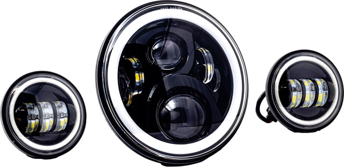Letric Lighting Co. LLC-ILHK-7BH 7in. Premium LED Kit with Full-HALO for Indian - Black