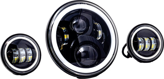 Letric Lighting Co. LLC-ILHK-7BH 7in. Premium LED Kit with Full-HALO for Indian - Black