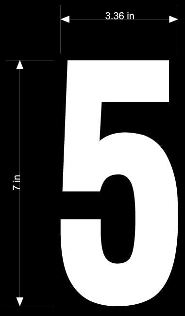 Dirt Digits XT73W-5 Extreme Digits Competition Stick-On 7in. White Number - 5