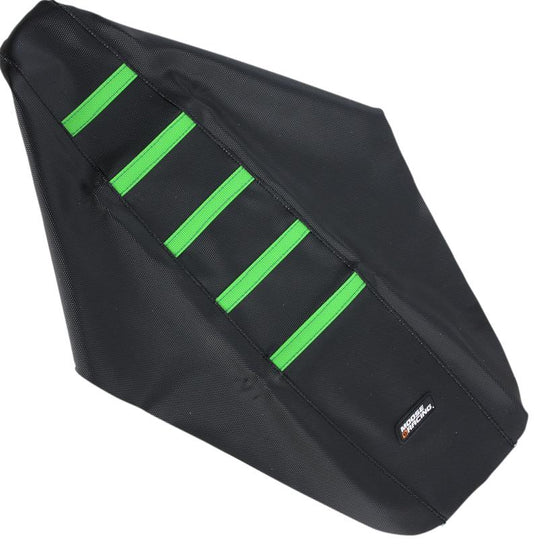 Moose Racing KXF45016-334RT Ribbed Seat Cover - Black/Green Ribbed