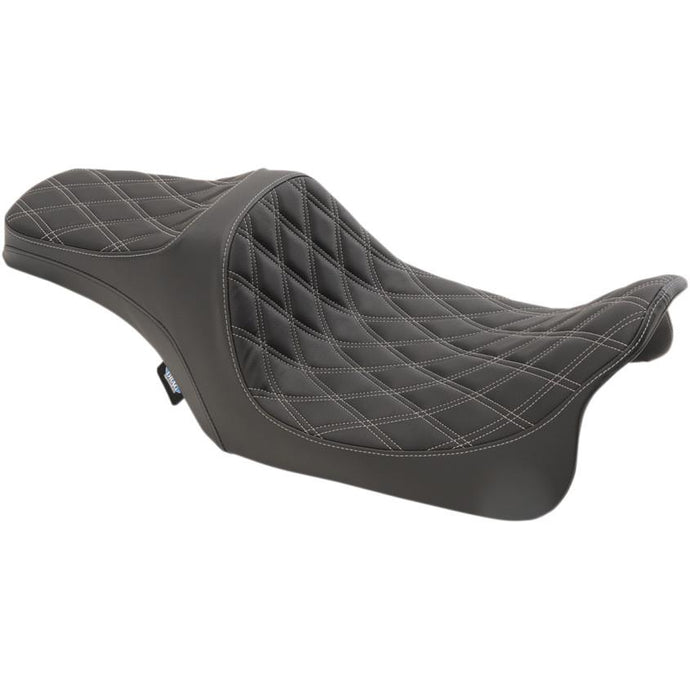 Drag Specialties 0801-1115 Predator III Seat - Double Diamond - Silver Thread