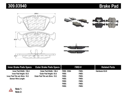 Stoptech 309.03940 ST Sport Brake Pads